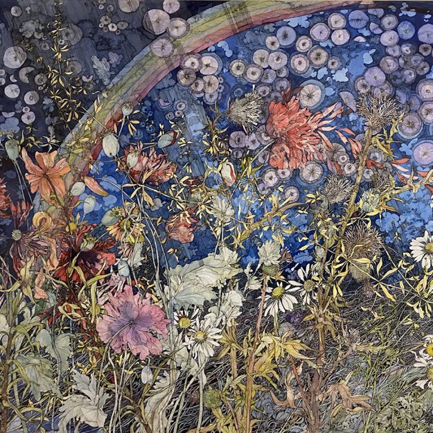 Thistledown and Poppies, ink and watercolour, 69 x 100 cm_CROP