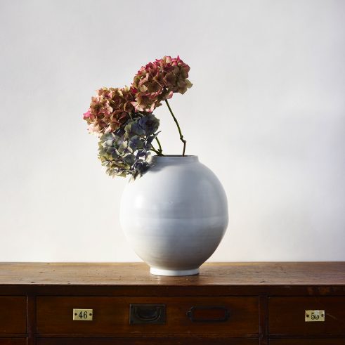 Porcelain Moon Jar for Roses III