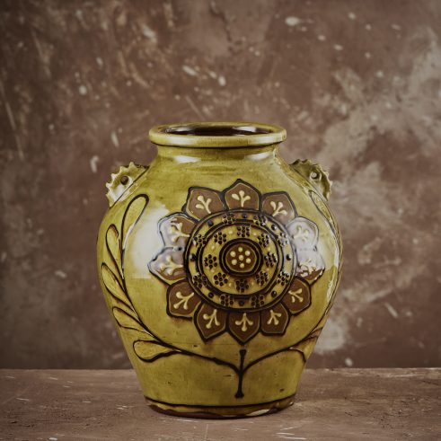 Sunflower Costrel Vase (Green)