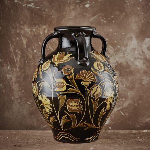 Large Handled Floral Vase (Black)