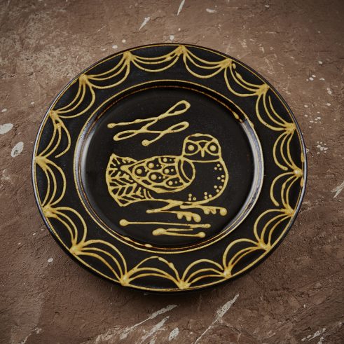 Small Owl Plate (Black)