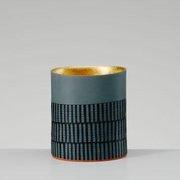 Grey Cylinder Vessel with 23ct Gold Interior