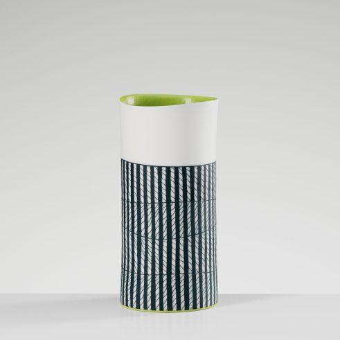 Oval Vase with Chartreuse Interior