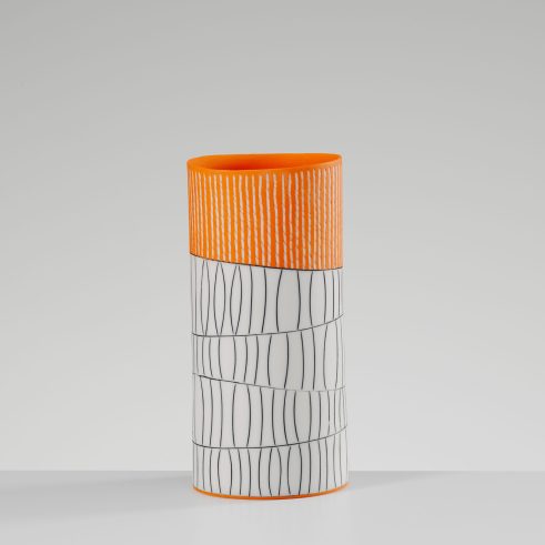 Oval Vase in Deep Orange