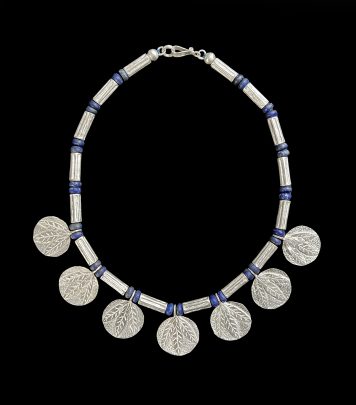 Lapis Lazuli & White Precious Metal Necklace