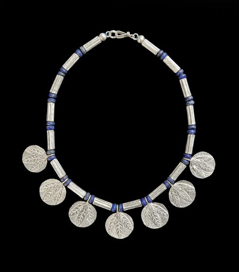 Lapis Lazuli & White Precious Metal Necklace