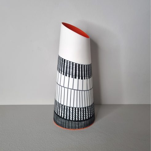 Vase with Deep Orange Interior