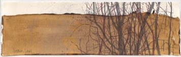 screen-print of trees in a landscape by Victoria Crowe