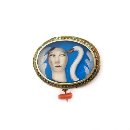 Swan & Face Brooch