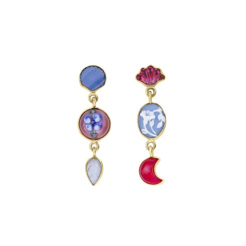 Three Charm Moving Drop Earrings II