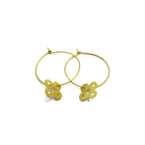 Hoop Earrings with 4 Gold Discs