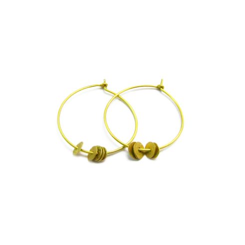Hoop Earrings with Stacked Gold Discs