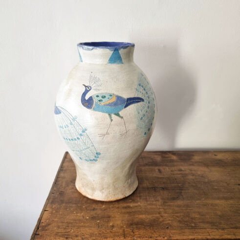 White Peacock Vase