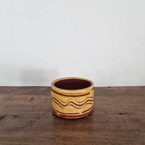 small glazed earthenware bowl with slip decoration by Clive Bowen