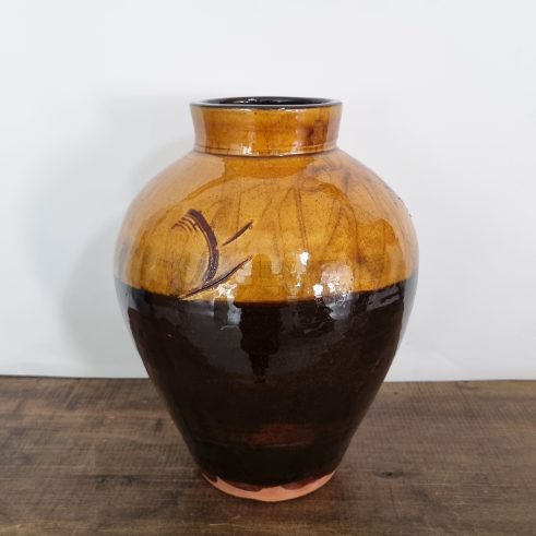 glazed earthenware vase with slip decoration by Clive Bowen