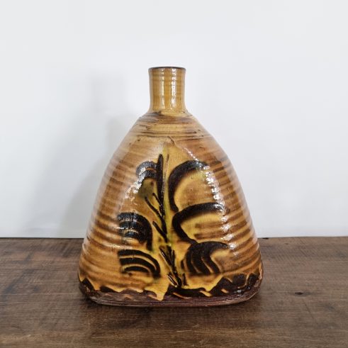glazed earthenware vase with slip decoration by Clive Bowen