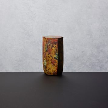 cast bronze with gold leaf and gold powder interior six faced vessel by Koji Hatakeyama
