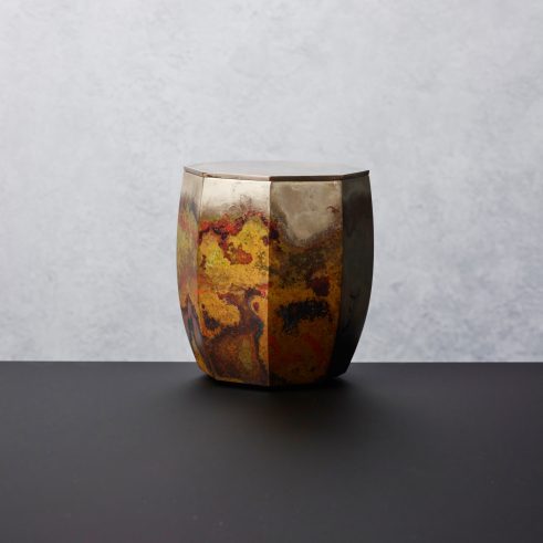 cast bronze with silver leaf interior vessel by Koji Hatakeyama