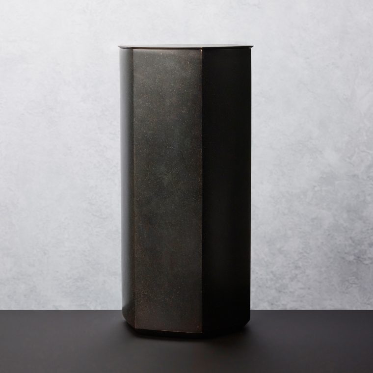 cast bronze with silver leaf interior vessel by Koji Hatakeyama