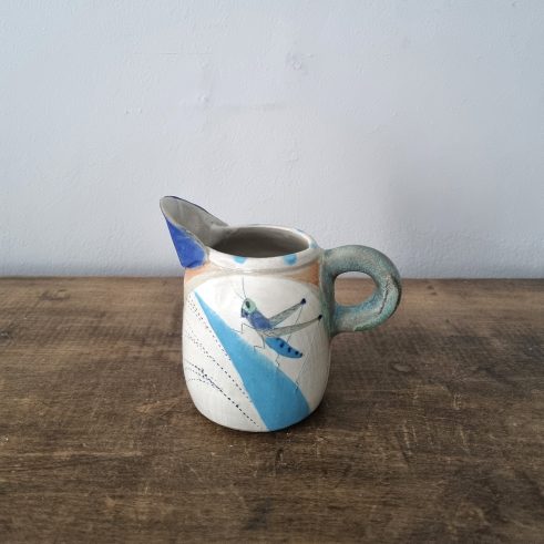 Small Grasshopper stoneware Jug by Jill Fanshawe Kato