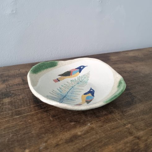 Birds and Ferns stoneware Plate by Jill Fanshawe Kato