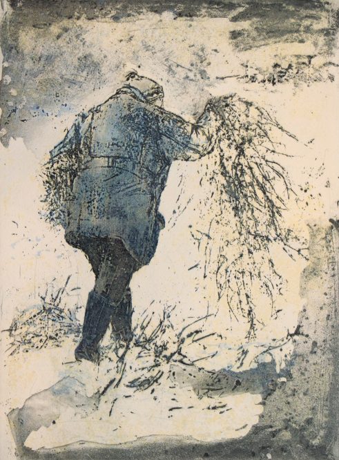 etching and silkscreen of a women by Victoria Crowe