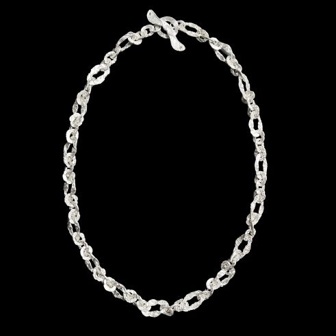 Struck Silver Chain with Narrow Oval Links