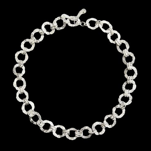 Struck Silver Chain with Double Oval Links