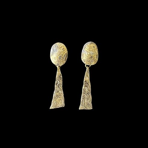 Oxidised Silver and Gold Drop Earrings