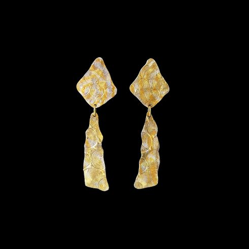 Gold and Silver Kite Shaped Dangly Earrings