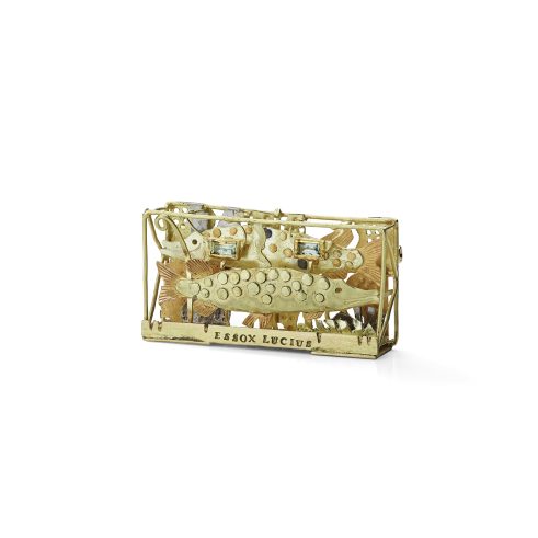 precious yellow metals, green sapphires brooch by Paul Preston