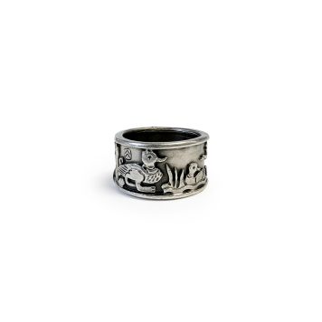 precious white metal ducks ring by Paul Preston
