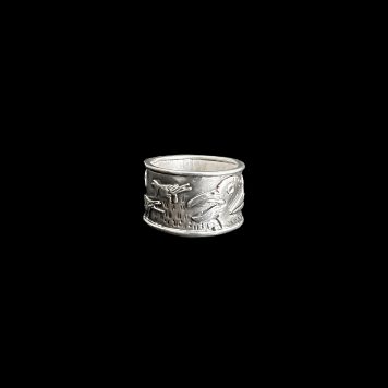 precious white metal crow ring by Paul Preston