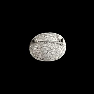 reverse of precious white metal brooch by Paul Preston