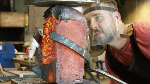 Daniel Freyne in his studio and forge near Ratho