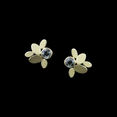 Mixed Oval Green Sapphire Gold Earrings