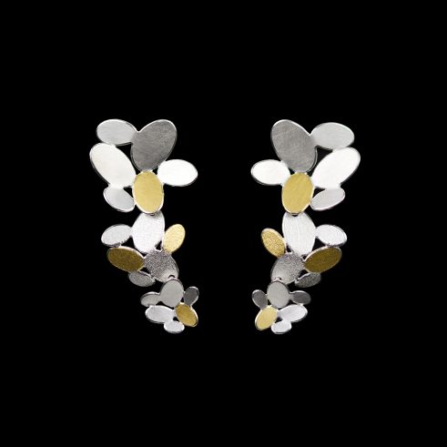 Mixed Oval Flower Chain Earrings