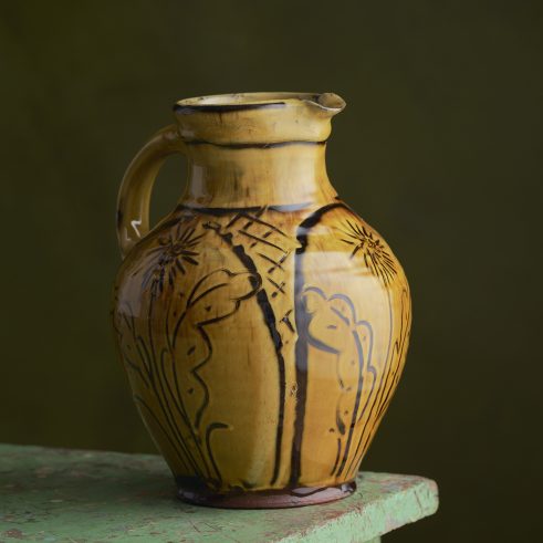 Small Wet Sgraffito Jug with Dandelions