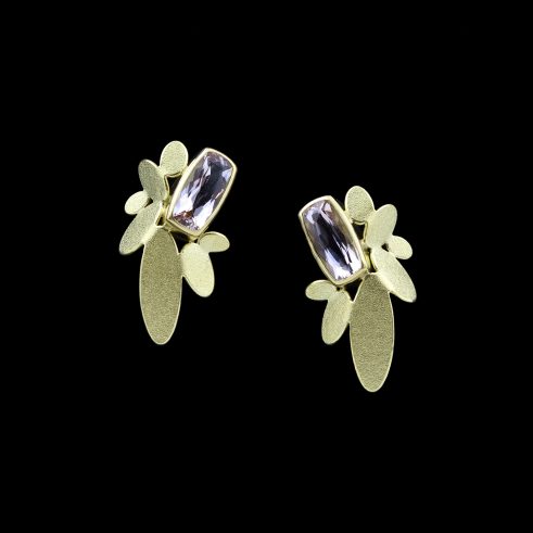 Mixed Oval Gold Morganite Earrings