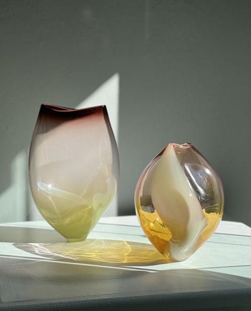 Heather Pistachio Distraction Bowl and Delicate Pink Gold Cloud in The Gallery