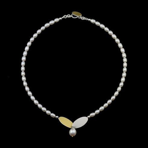 Wing Pendant with Pearl Necklace