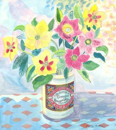 Still Life with Hellebores and Marmalade Jar
