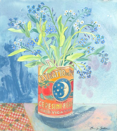 Still Life with Forget-Me-Nots and Italian Tin