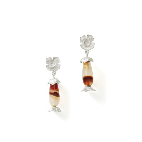 Carnelian & Flower Earrings