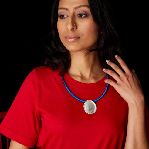 Oval Stitch Necklace (Azure & Navy)
