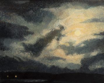 Winter Moon with Lights from the Land