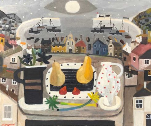 Mousehole Still life with pears and strawberries