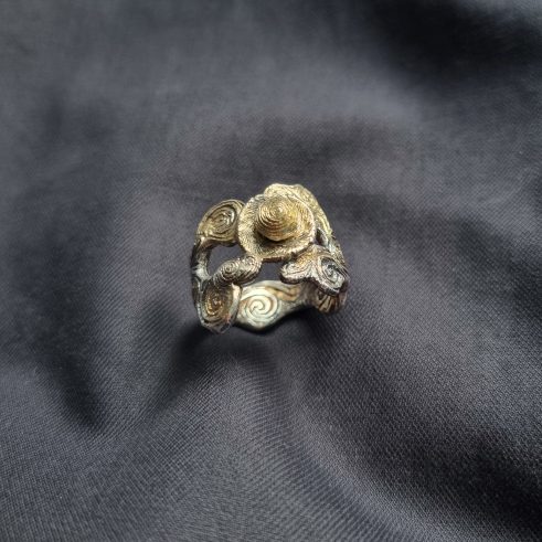 Silver & Gold Engraved Swirl Ring
