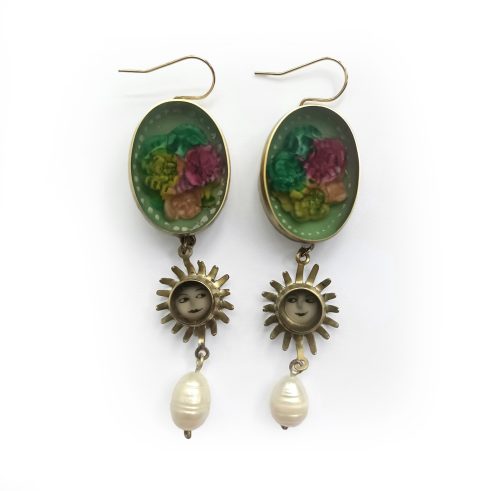 Large Floral Chandelier Earrings