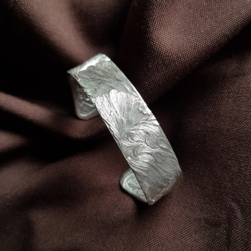 Ginkgo Leaf Silver Bangle
